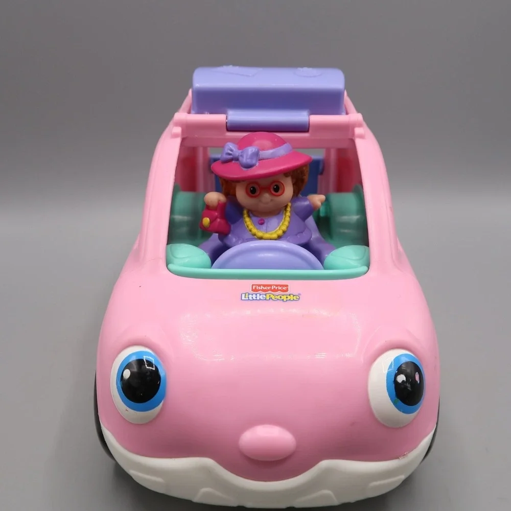 2009 Fisher-Price Little People Pink SUV Car w Mom Woman Figure Sound